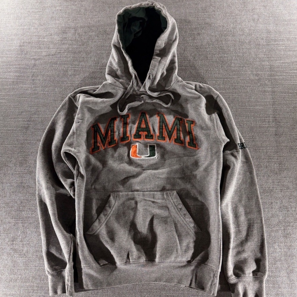 Old Varsity Brand Miami Hurricanes Hoodie Mens Small Gray Good Embroidered NCAA